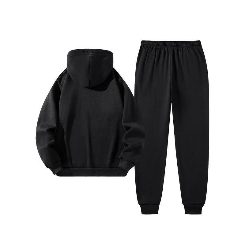 Men'S Paris Letter Printed Hoodie and Drawstring Sweatpants Set, Menswear, Casual Athletic Long Sleeve Hooded Jacket & Trousers for Fall & Winter, Men'S Clothing for Daily Wear, Sportswear Indoor Outdoor, Tracksuit, Athleisure Summer Clothes