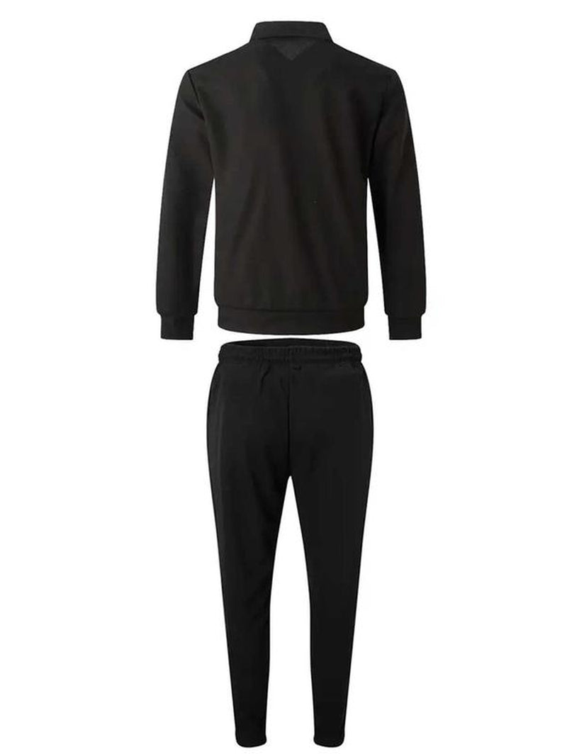 KZZ Sporty Two-Piece Set Men'S Plain Zip up Jacket & Drawstring Waist Pants Tracksuit Set, Men'S Sportswear for Gym Workout Running, Casual Gym Wear, Tracksuit Outfit, Athletic Tracksuit, Casual Activewear, Gym Clothes Set,Fallfreshness