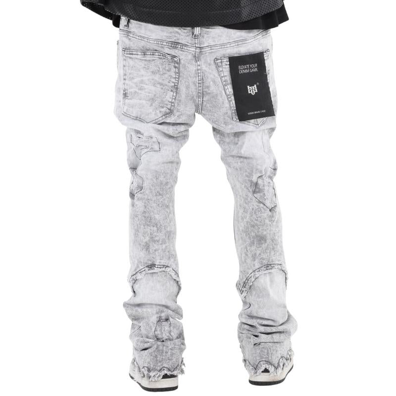 Stylo Men’S Grey Vintage Washed Stacked Denim Jeans High End Street Wear - Comfortable and Stylish - Menswear