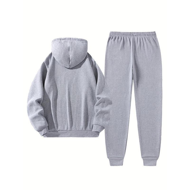 Men'S Paris Letter Printed Hoodie and Drawstring Sweatpants Set, Menswear, Casual Athletic Long Sleeve Hooded Jacket & Trousers for Fall & Winter, Men'S Clothing for Daily Wear, Sportswear Indoor Outdoor, Tracksuit, Athleisure Summer Clothes