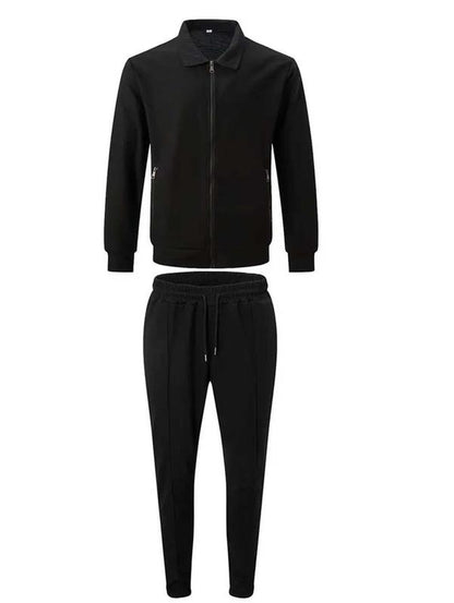 KZZ Sporty Two-Piece Set Men'S Plain Zip up Jacket & Drawstring Waist Pants Tracksuit Set, Men'S Sportswear for Gym Workout Running, Casual Gym Wear, Tracksuit Outfit, Athletic Tracksuit, Casual Activewear, Gym Clothes Set，Fallfreshness