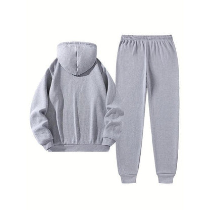 Men'S Paris Letter Printed Hoodie and Drawstring Sweatpants Set, Menswear, Casual Athletic Long Sleeve Hooded Jacket & Trousers for Fall & Winter, Men'S Clothing for Daily Wear, Sportswear Indoor Outdoor, Tracksuit, Athleisure Summer Clothes